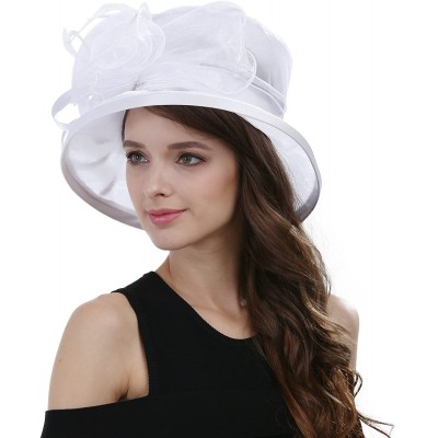 Sun Hats Women's Kentucky Derby Racing Horse Organza Hat Church Wedding Dress Party Occasion Cap - White - CJ12B3ILWQ5 $34.58