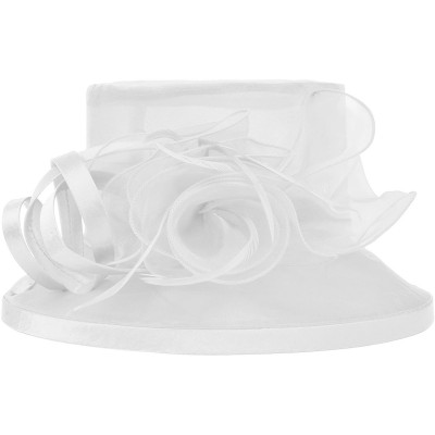 Sun Hats Women's Kentucky Derby Racing Horse Organza Hat Church Wedding Dress Party Occasion Cap - White - CJ12B3ILWQ5 $34.58