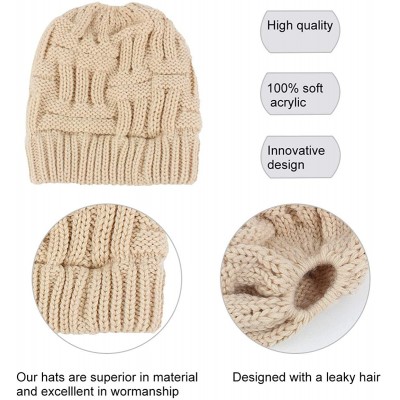 Skullies & Beanies Beanie Hat Ponytail BeanieTail - C Grey+beige - CR18HTYHAKW $11.37