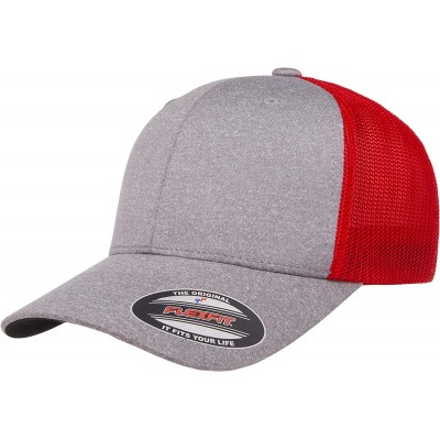 Baseball Caps Men's Melange Stretch Mesh Cap - Heather/Red - CN18E4ORTWY $12.29