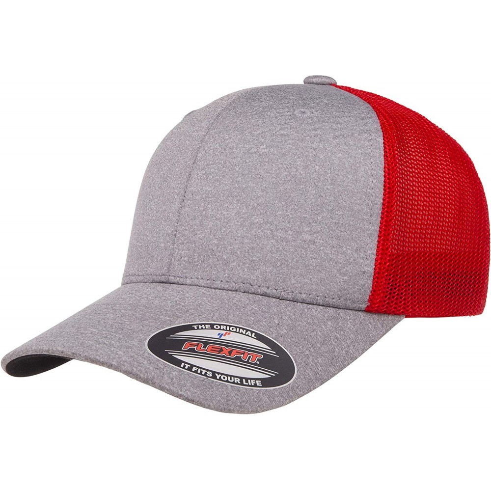 Baseball Caps Men's Melange Stretch Mesh Cap - Heather/Red - CN18E4ORTWY $12.29