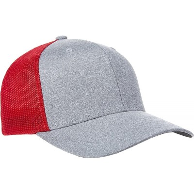 Baseball Caps Men's Melange Stretch Mesh Cap - Heather/Red - CN18E4ORTWY $12.29