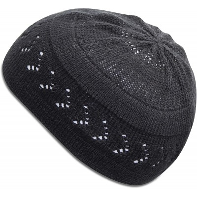 Skullies & Beanies 100% Cotton Kufi Beanie with Arrow Lattice Crochet for Men and Women - Black - C4194289G42 $14.02