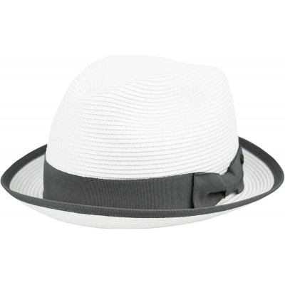 Fedoras Mens Summer Fedora Hat Poly Braid Bound Edge Crushable Porkpie Hat - White - CA18E37DQAA $14.99