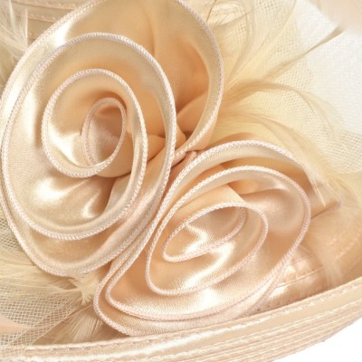 Sun Hats Womens Tea Party Church Baptism Kentucky Derby Dressy Hat - Apricot - CO17XE70OD4 $57.19