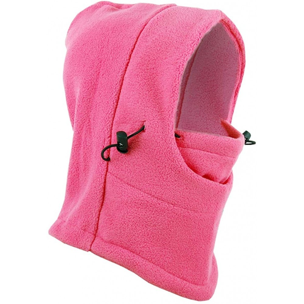 Balaclavas Parent Child Winter Double Layer Fleece Balaclava Adjustable Ski Mask Hood - Pink - Child - CQ18ZE676K7 $10.46