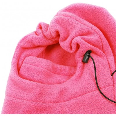 Balaclavas Parent Child Winter Double Layer Fleece Balaclava Adjustable Ski Mask Hood - Pink - Child - CQ18ZE676K7 $10.46