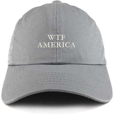 Baseball Caps WTF America Embroidered Low Profile Soft Cotton Dad Hat Cap - Grey - CS18D56WUC0 $21.73