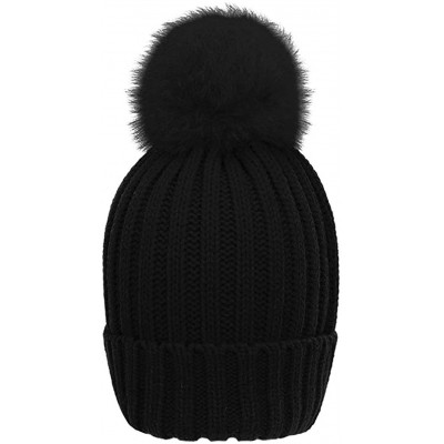 Skullies & Beanies Women Winter Pompoms Beanie Hat Warm Acrylic Knit Hat with Cut Pom pom Ski Cap for Unisex Men Kids Girls B...