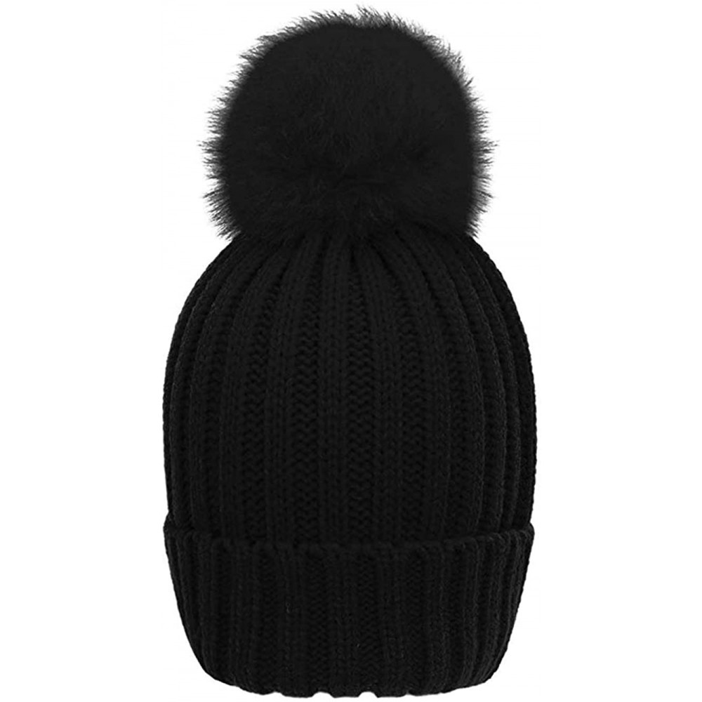 Skullies & Beanies Women Winter Pompoms Beanie Hat Warm Acrylic Knit Hat with Cut Pom pom Ski Cap for Unisex Men Kids Girls B...