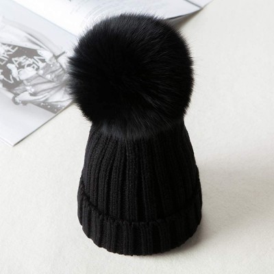 Skullies & Beanies Women Winter Pompoms Beanie Hat Warm Acrylic Knit Hat with Cut Pom pom Ski Cap for Unisex Men Kids Girls B...