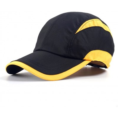 Baseball Caps Quick Dry Sport Hats Unstructured of Baseball Cap for Unisex Lightweight - Black Yellow - CV182YMWTQ2 $12.65