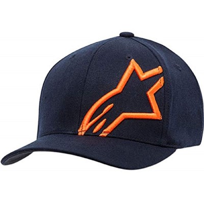 Baseball Caps Men's Logo Flexfit Hat Curved Bill Structured Crown - Corp Shift Flexfit Navy/Orange - CR18GZMX3OK $32.54