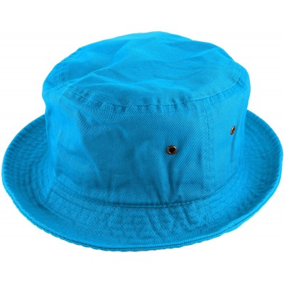 Bucket Hats 100% Cotton Packable Fishing Hunting Summer Travel Bucket Cap Hat - Turquoise - CU18DOEQY7E $21.16