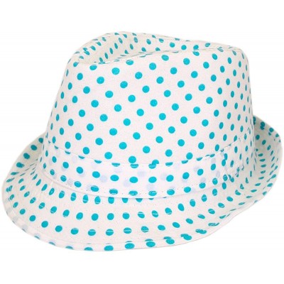 Fedoras Premium Polka Dot Cotton Fedora Hat Available - Teal - C911J4DBX89 $11.55