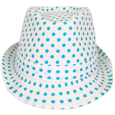 Fedoras Premium Polka Dot Cotton Fedora Hat Available - Teal - C911J4DBX89 $11.55