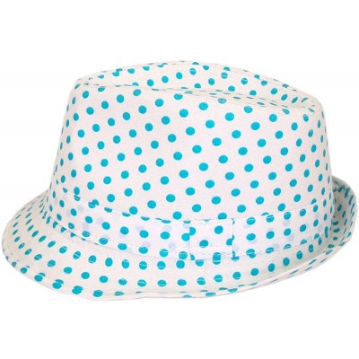 Fedoras Premium Polka Dot Cotton Fedora Hat Available - Teal - C911J4DBX89 $11.55