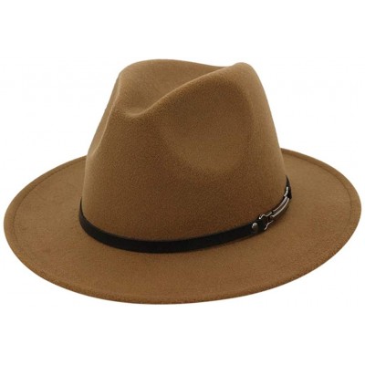Bucket Hats Wide Brim Vintage Jazz Hat Women Men Belt Buckle Fedora Hat Autumn Winter Casual Elegant Straw Dress Hat - C718X3...