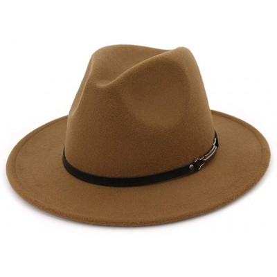 Bucket Hats Wide Brim Vintage Jazz Hat Women Men Belt Buckle Fedora Hat Autumn Winter Casual Elegant Straw Dress Hat - C718X3...