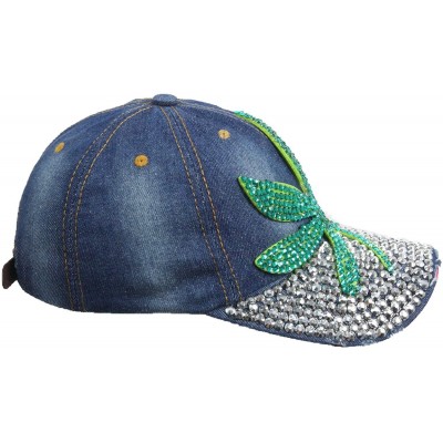 Baseball Caps Jewel Studded Baseball Cap Bling Rhinestone Fashion Hip Hop Party Jean Denim Hat - Leaf - Green - C518WHLNIH6 $...