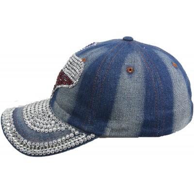 Baseball Caps Jewel Studded Baseball Cap Bling Rhinestone Fashion Hip Hop Party Jean Denim Hat - Leaf - Green - C518WHLNIH6 $...