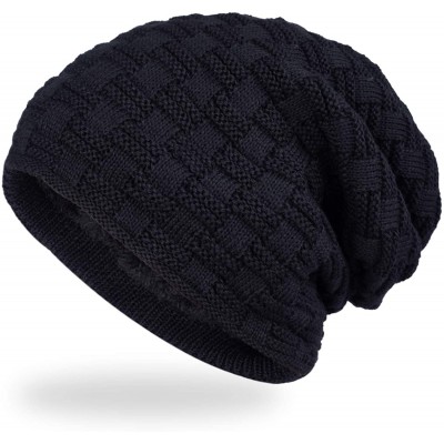 Skullies & Beanies Mens Slouchy Beanie Winter Ski Hats Soft Warm Thick Knit Skull Cap - Black - C0186GWKOGE $12.26