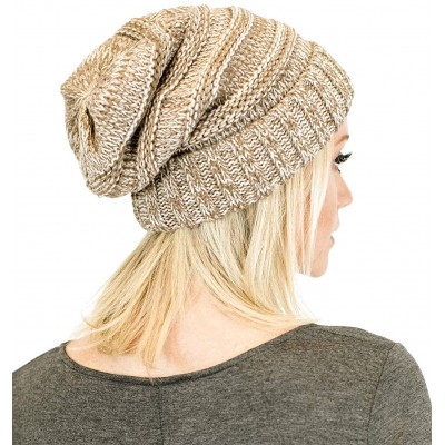 Skullies & Beanies Soft Knit Oversized Stretchy Unisex Slouchy Beanie - Taupe Mix - CV18HKZZC9W $18.22