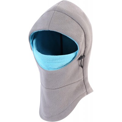 Balaclavas Balaclavas Hat Double Layers Thicken Caps Winter Versatile Neck Warm Fleece Ski Face Mask - Gray&blue - CG185SXH92...