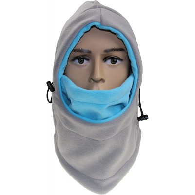 Balaclavas Balaclavas Hat Double Layers Thicken Caps Winter Versatile Neck Warm Fleece Ski Face Mask - Gray&blue - CG185SXH92...