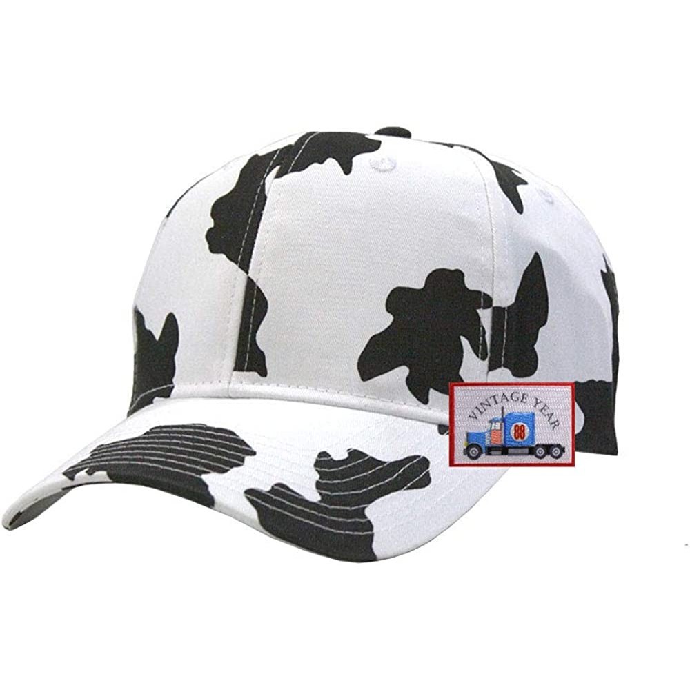 Baseball Caps Milk Cow Adjustable Snapback Baseball Cap White Free Patch - 88 Truck - CZ193RS8ZN6 $14.61