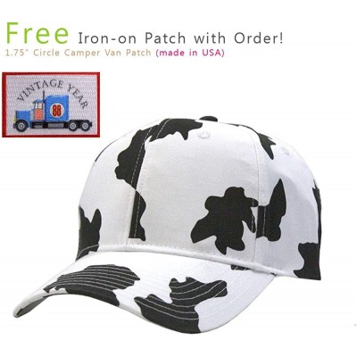 Baseball Caps Milk Cow Adjustable Snapback Baseball Cap White Free Patch - 88 Truck - CZ193RS8ZN6 $14.61