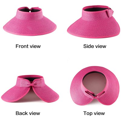 Visors Foldable Sun Visors for Women - Beach Hat Wide Brim Sun Hat Roll-Up Straw Hat - CW18SZKQDCM $12.85