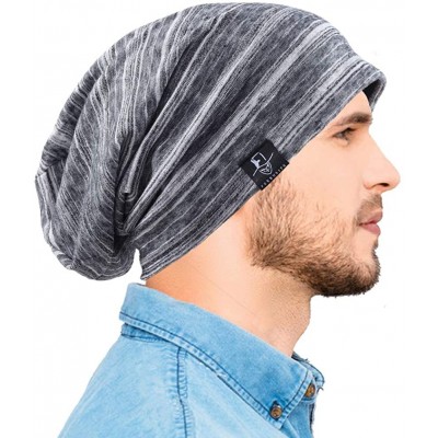 Skullies & Beanies Mens Slouchy Beanie Skull Cap Summer Thin Baggy Oversized Knit Hat B301 - B083-grey - C418CKYI6CW $10.50