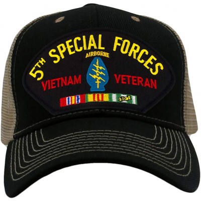 Baseball Caps 5th Special Forces - Vietnam War Veteran Hat/Ballcap Adjustable One Size Fits Most - Mesh-back Black & Tan - C1...