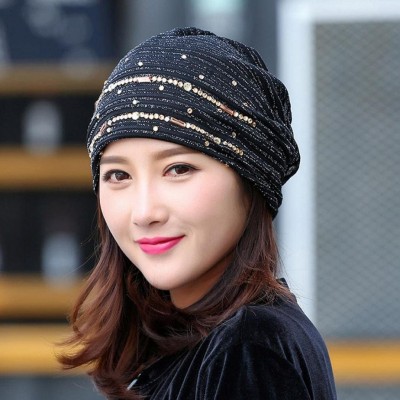 Skullies & Beanies Women Hijab Hat Lace Ninja Underscarf Head Islamic Cover Bonnet Cap Beanie Hat - Black - C0188KG3ZSQ $9.91