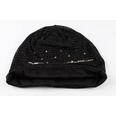 Skullies & Beanies Women Hijab Hat Lace Ninja Underscarf Head Islamic Cover Bonnet Cap Beanie Hat - Black - C0188KG3ZSQ $9.91