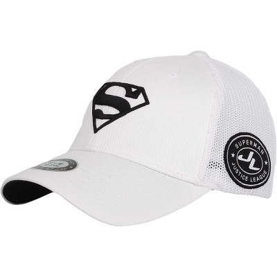 Baseball Caps Superman Shield Embroidery Baseball Cap Mesh Hat ACM1206 - White - CJ18UKE9IZE $50.10