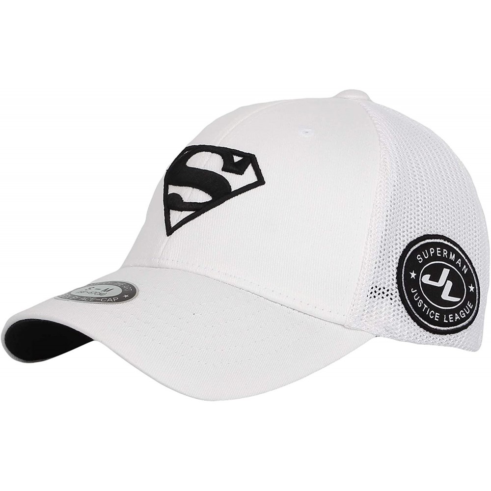 Baseball Caps Superman Shield Embroidery Baseball Cap Mesh Hat ACM1206 - White - CJ18UKE9IZE $28.72
