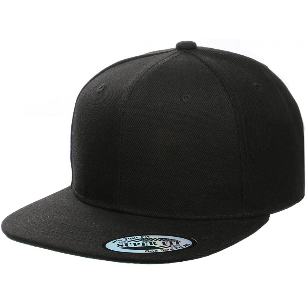 Baseball Caps Blank Solid Plain Flat Visor Snapback - Black - CG12602X497 $8.80