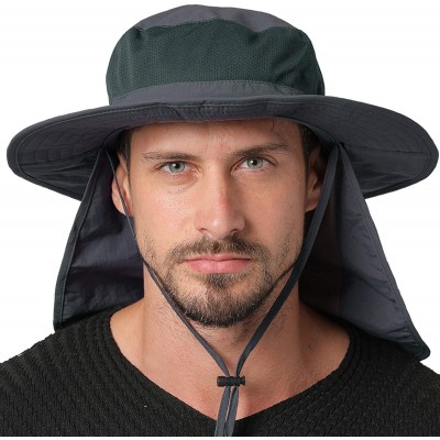 Sun Hats Unisex Sun Hat with Neck Flap Cover Fishing Safari Cap Neck Protection-UPF 50+ - Style 2- Dark Gray - CC18GYDX720 $2...