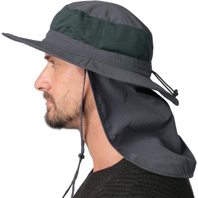 Sun Hats Unisex Sun Hat with Neck Flap Cover Fishing Safari Cap Neck Protection-UPF 50+ - Style 2- Dark Gray - CC18GYDX720 $1...