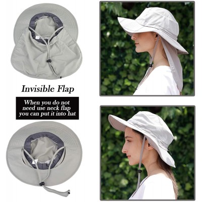 Sun Hats Unisex Sun Hat with Neck Flap Cover Fishing Safari Cap Neck Protection-UPF 50+ - Style 2- Dark Gray - CC18GYDX720 $1...