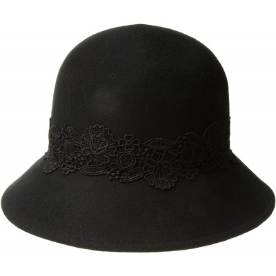 Bucket Hats Women's 2.5 Inch Brim Coche with Black Lace Trim - Black - CS186C5GHZS $25.39