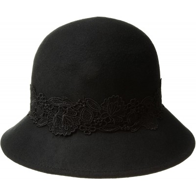 Bucket Hats Women's 2.5 Inch Brim Coche with Black Lace Trim - Black - CS186C5GHZS $25.39