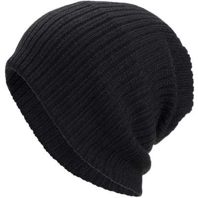 Skullies & Beanies Warm Oversized Chunky Soft Oversized Cable Knit Slouchy Beanie Winter Warm Knit Hat Skull Cap - Black 4 - ...