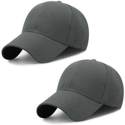 Baseball Caps Baseball Cap Casual Adjustable Plain Baseball Hat for Men Women Dad Tucker Ball Cap - 2 Pcs Dark Grey&dark Grey...