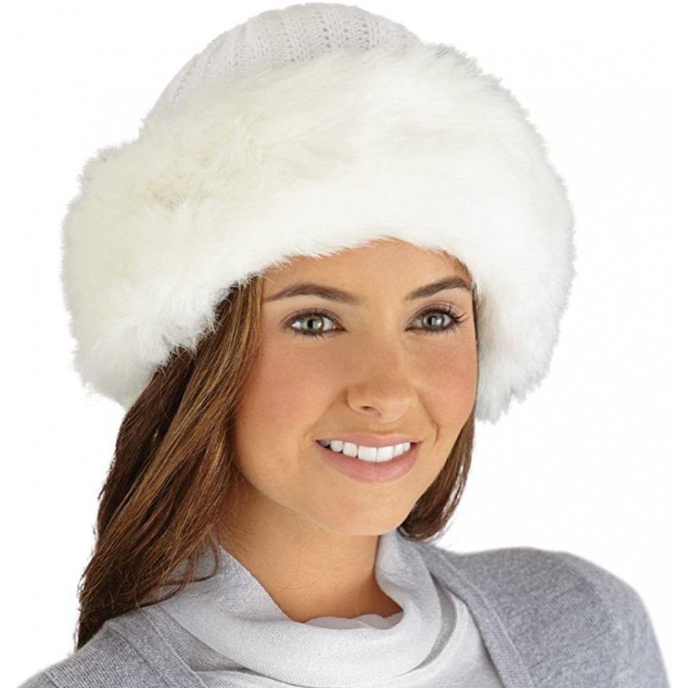 Skullies & Beanies Etc Faux Fur Trimmed Winter Fashion Hat Chocolate - White - CD11IGDMQVL $7.34