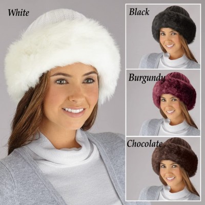 Skullies & Beanies Etc Faux Fur Trimmed Winter Fashion Hat Chocolate - White - CD11IGDMQVL $7.34