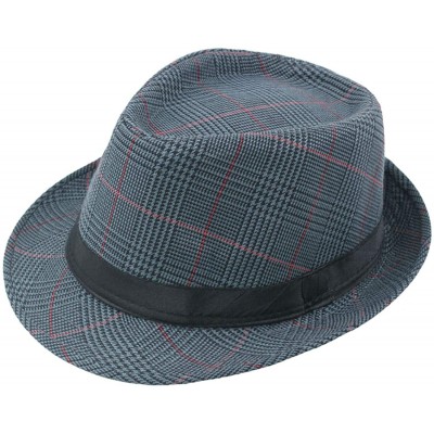 Fedoras Fedora Hats Men Vintage Plaid Gentleman Hats Jazz Caps Woolen Wide Brim Church Cap Male Outdoor Sun Hat - Coffee - C7...