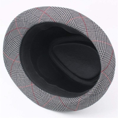 Fedoras Fedora Hats Men Vintage Plaid Gentleman Hats Jazz Caps Woolen Wide Brim Church Cap Male Outdoor Sun Hat - Coffee - C7...